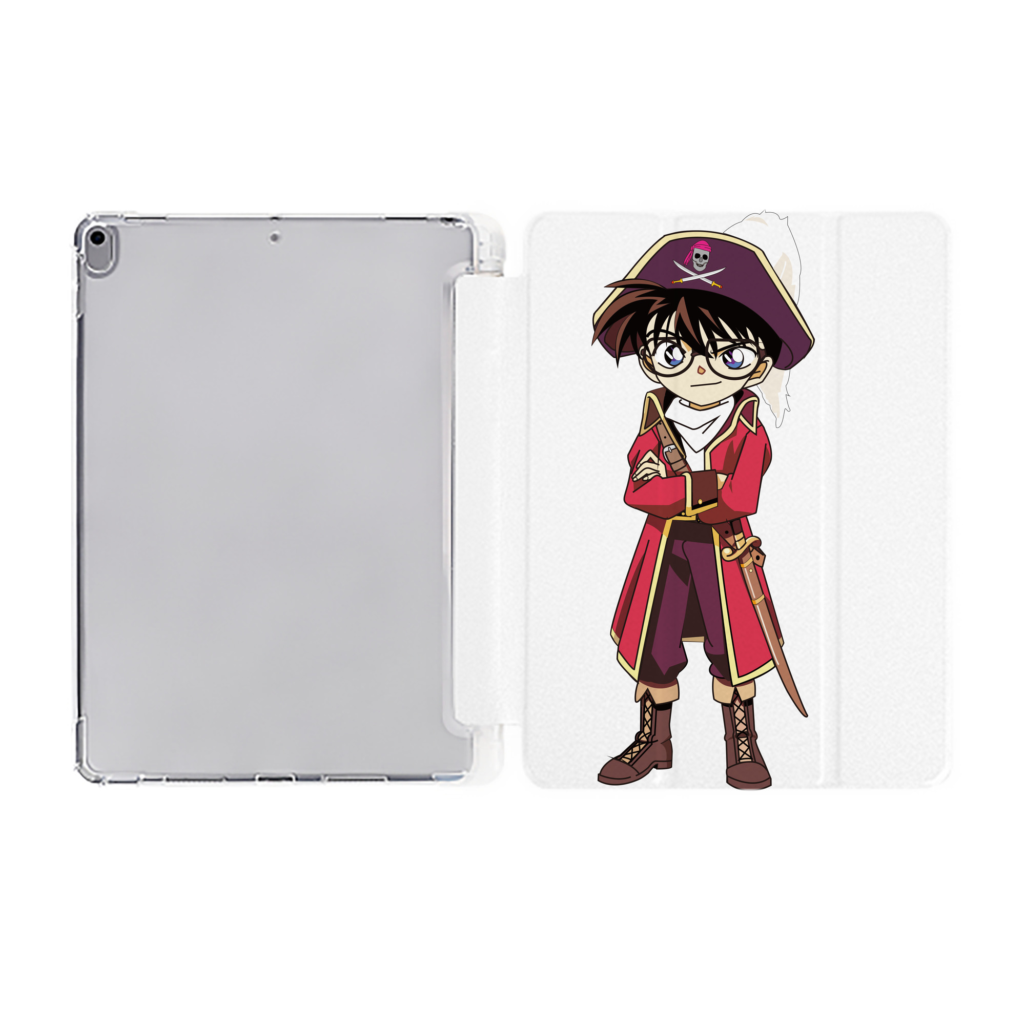 （画像用） 名探偵コナン 江戸川 コナン Detective Conan Conan Edogawa IPad ケース ペン収納付き 三つ折りスタンド PUレザー×シリコン 対応機種9.5/10.5/10.9インチ